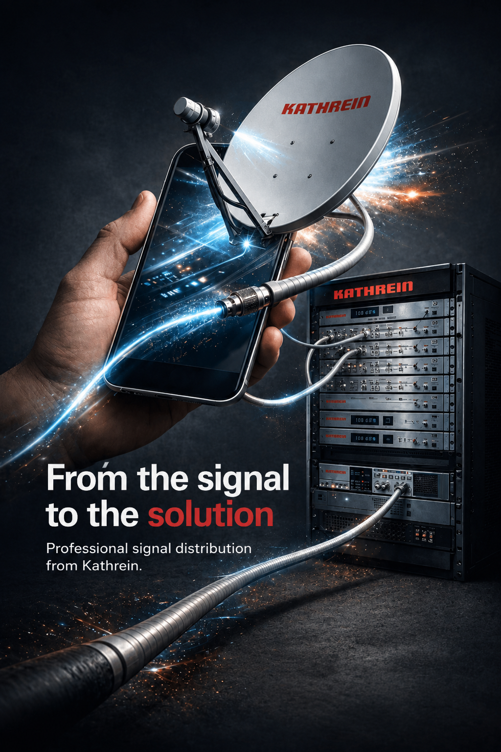 Satellite dish KATHREIN with digital headend – professional solution for television installations across Greece.